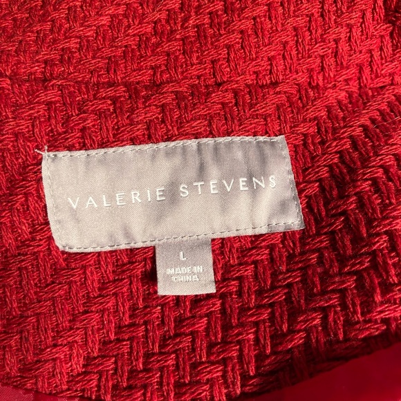 Karen Scott woven fabric heavy warm red pea coat black buttons women’s large - Picture 9 of 13